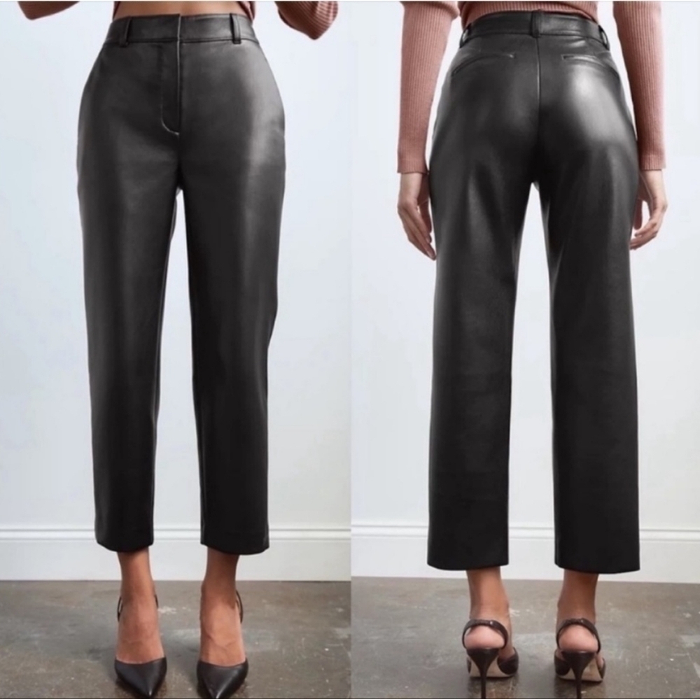 Babaton Black Faux Leather Pants Size 2